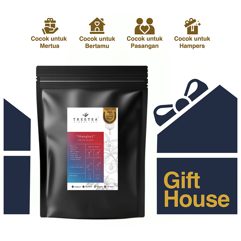 Tea Gift Box | SHANGHAI - Tea Bags Peach Flavour | Hampers Tea untuk Orang Tersayang | Kado Ulang Ta