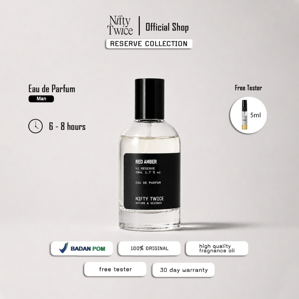 NIFTY TWICE RESERVE - RED AMBER Parfum Pria Sensual Tahan Lama Wangi Fresh Warm Eau de Parfum size 5