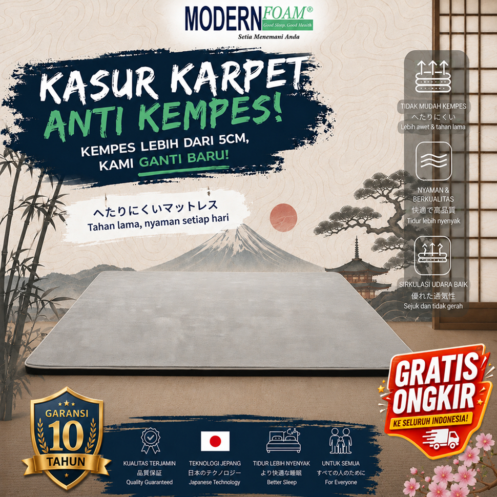 Kasur Karpet Lipat Surpet Tebal Anti Kempes Kasur Lantai Jepang Tatami Premium Empuk Nyaman Single D