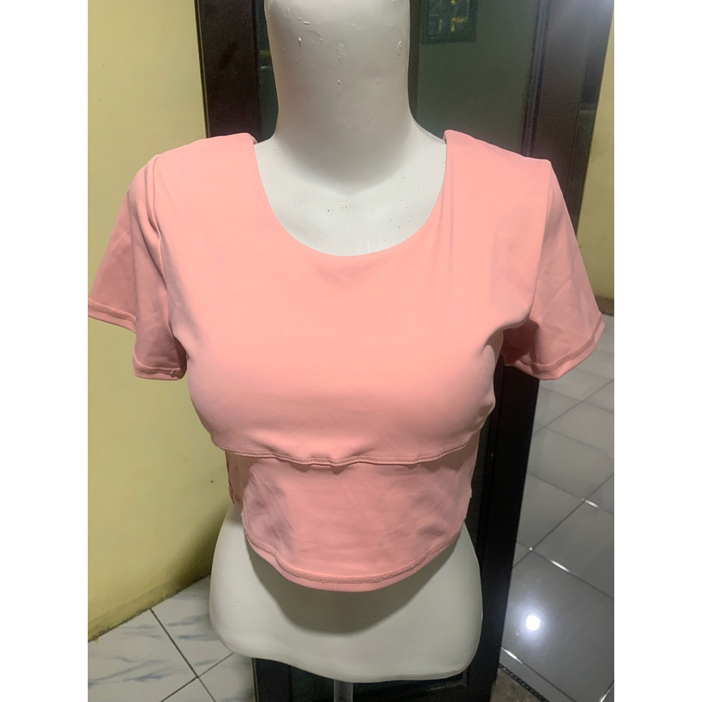 pl baju senam olahraga gym yoga pilates lulu lemon pink