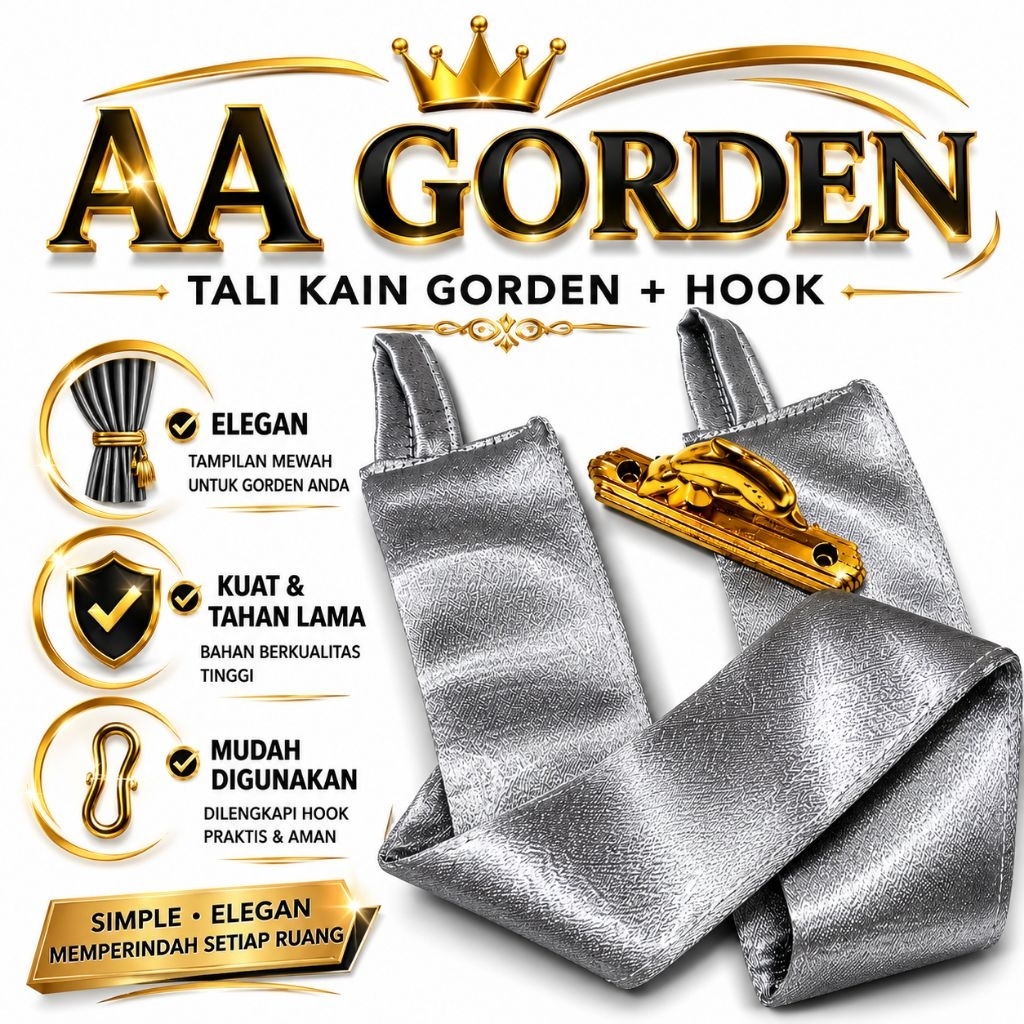 Tali Kain Gorden+Hook Lumba, Tali Kain Gorden Murah Kuat Tahan Lama Bonus Hook Lumba