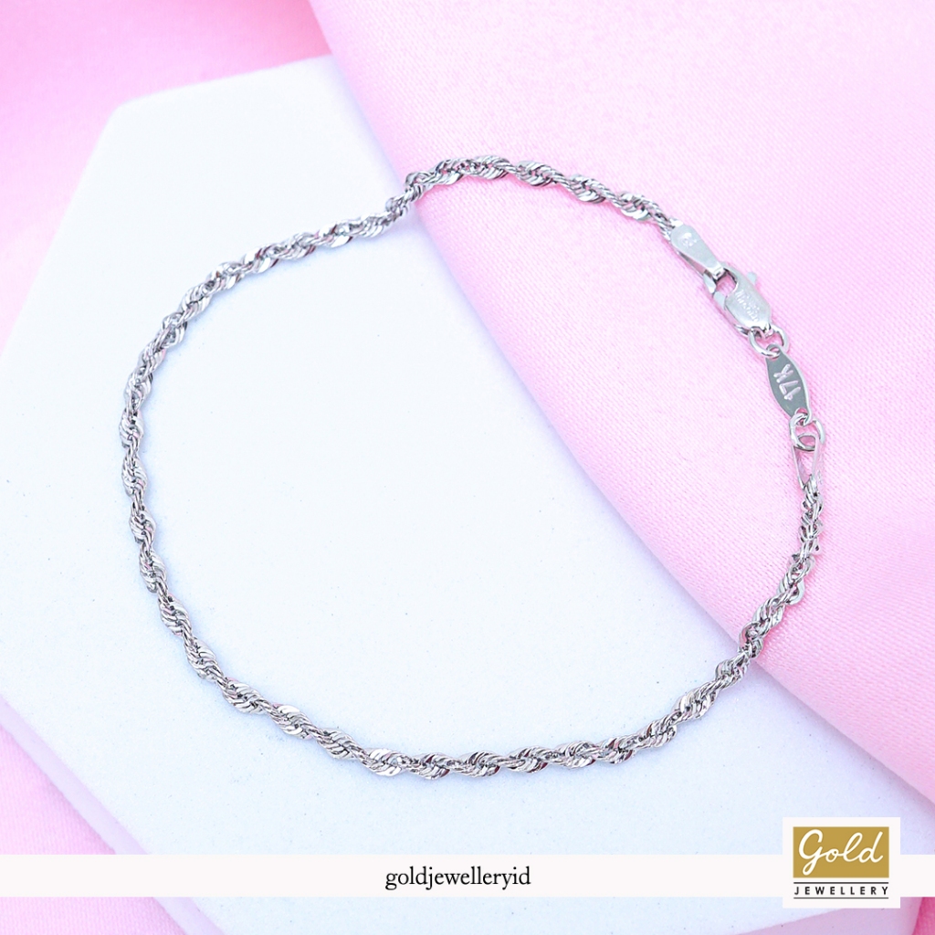 Gelang emas putih 750 17k - model korea superlight - PGL14102400