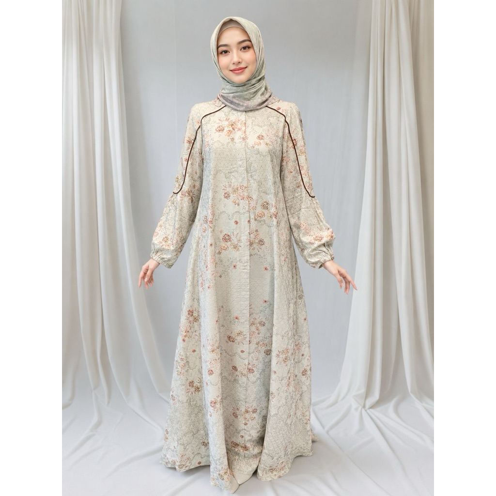 Dress Gamis Dnl Bahan Luxury Premium  Motif Elegan Lengan Panjang Busui Friendly