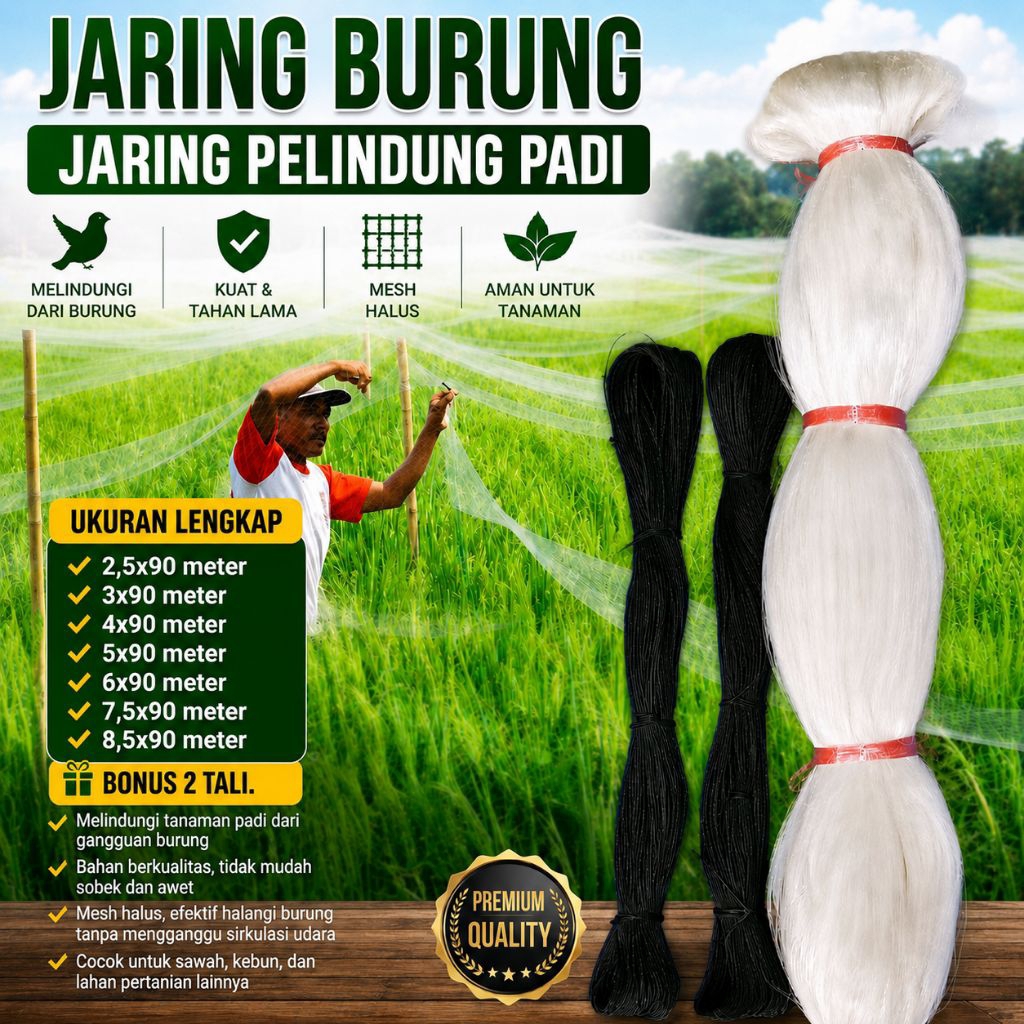 Jaring padi jaring burung jaring pelindung tanaman padi murah ukuran lengkap senar 0,12 mm