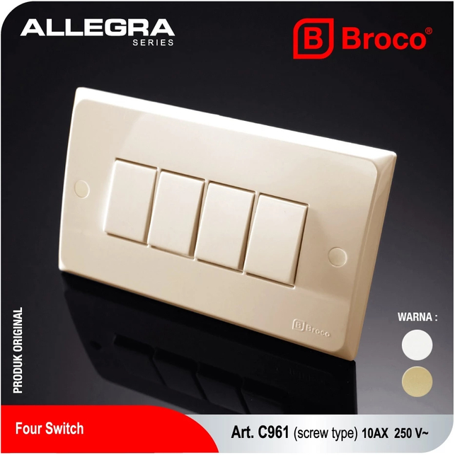 BROCO Saklar 4 Gang Allegra C961 Empat Saklar - Warna Cream
