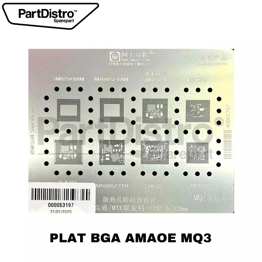 PLAT BGA AMAOE MQ3 SUPPORT SDM865 (Snapdragon 865), SM8250, SM7250, SM7150, SM6125,SM6150,MT6885Z
