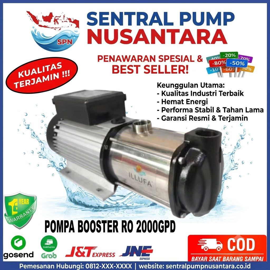 pompa booster membran ro 4040 gpd pompa booster membran ro 2000 Gpd