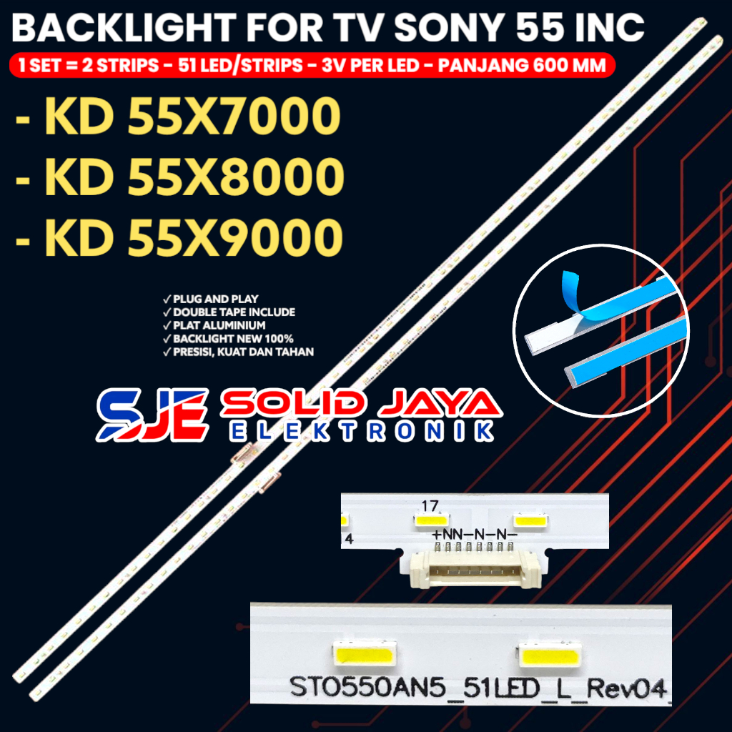 BACKLIGHT TV SONY 55 INCH KD-55X7000E KD-55X8000E 55X9000 XBR-55X800E BL 51K STO550AN5_51LED_R_Rev04