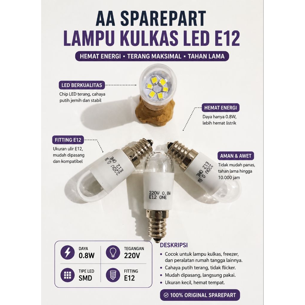 Lampu kulkas LED E12 / Lampu Led kulkas E12