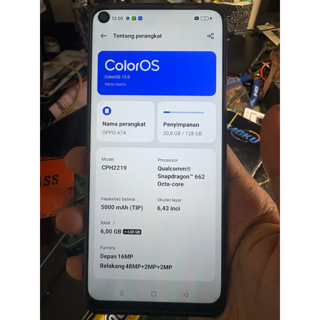 Mesin Oppo a74 6/128 normal