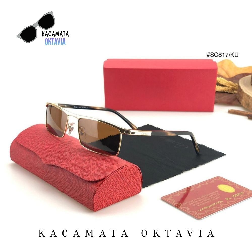 KACAMATA HITAM CARTIER817 TERBARU DESIGN ELEGAN LENSA POLARIZED KACA ANTISILAU ANTIRADIASI FRAME TIT