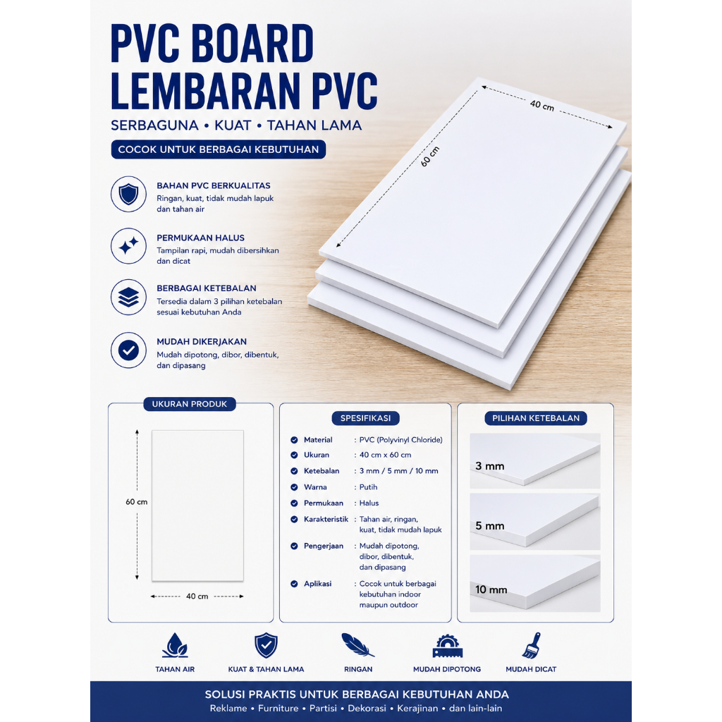 PVC BOARD/ ANDY BOARD / PVC POLOS / BOARD POLOS/ POLOS / 40 X 60 CM / PVC 3MM/ PVC 5MM/ PVC 10MM / P