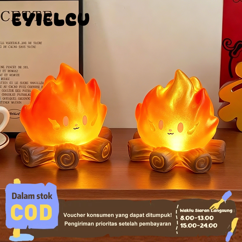 Eyre Lampu Malam Kartun Api Unggun LED Lampu Lilin Elektronik Hias Kamar Tidur Dekorasi Suasana Kado