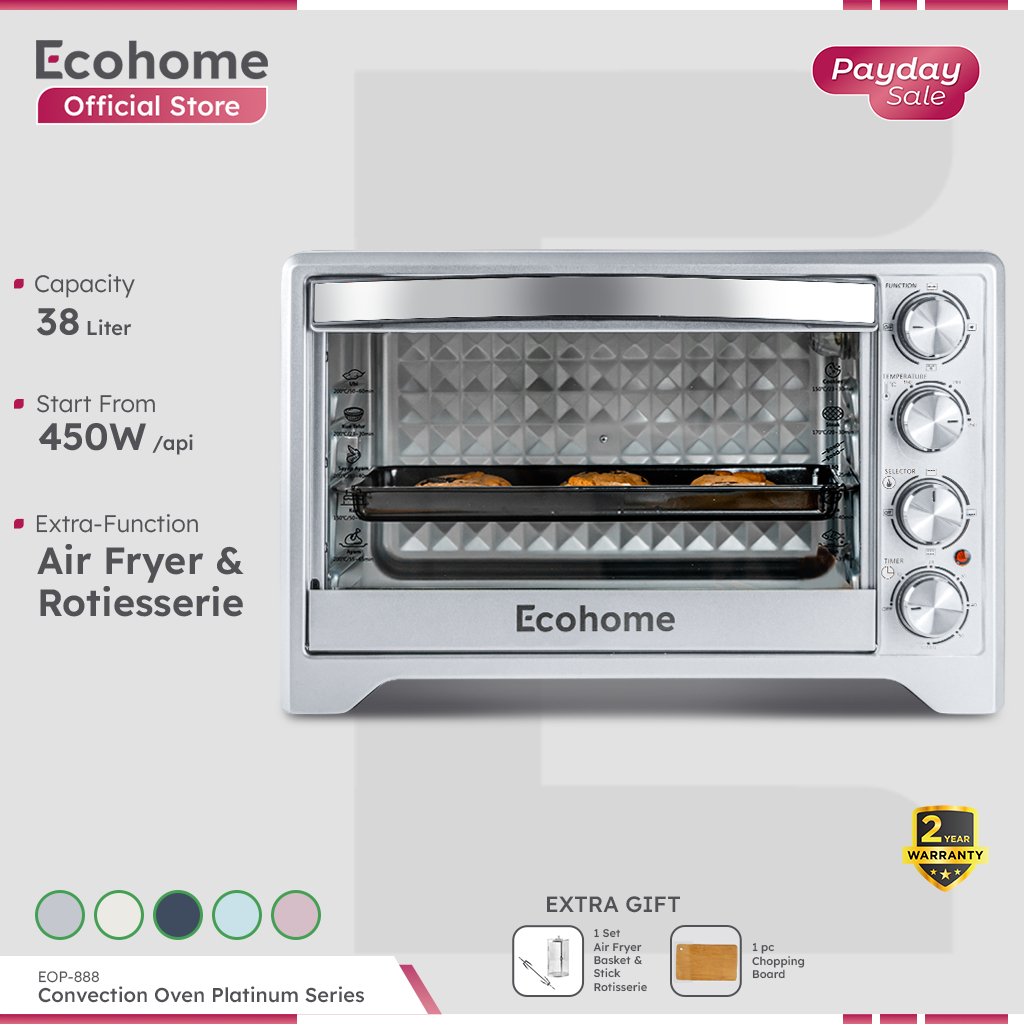 ECOHOME Oven Platinum Series EOP888 38L Capacity Low Watt with Air Fryer and Rotisserie Function