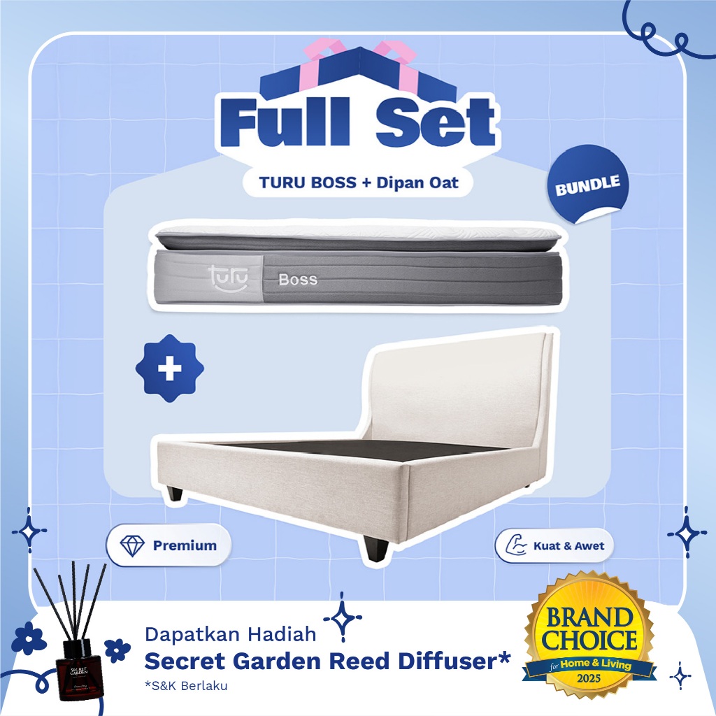 Set Bundle Pocket Spring Bed TURU BOSS + Dipan PEANUT / OAT TURU - FULL SET TERMURAH TERLARIS