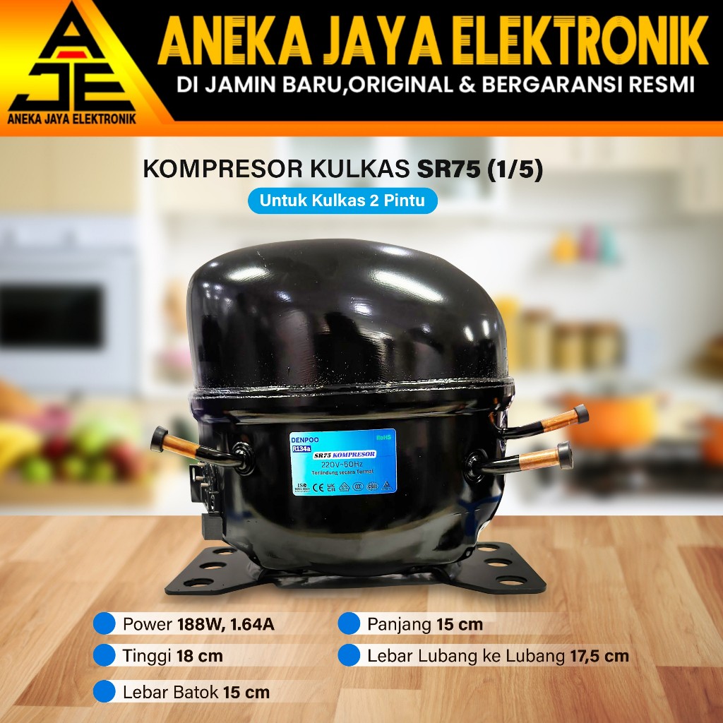 Kompresor kulkas Frezeer compressor showcase Freezer 1 pintu SR75 1/5 PK/HP