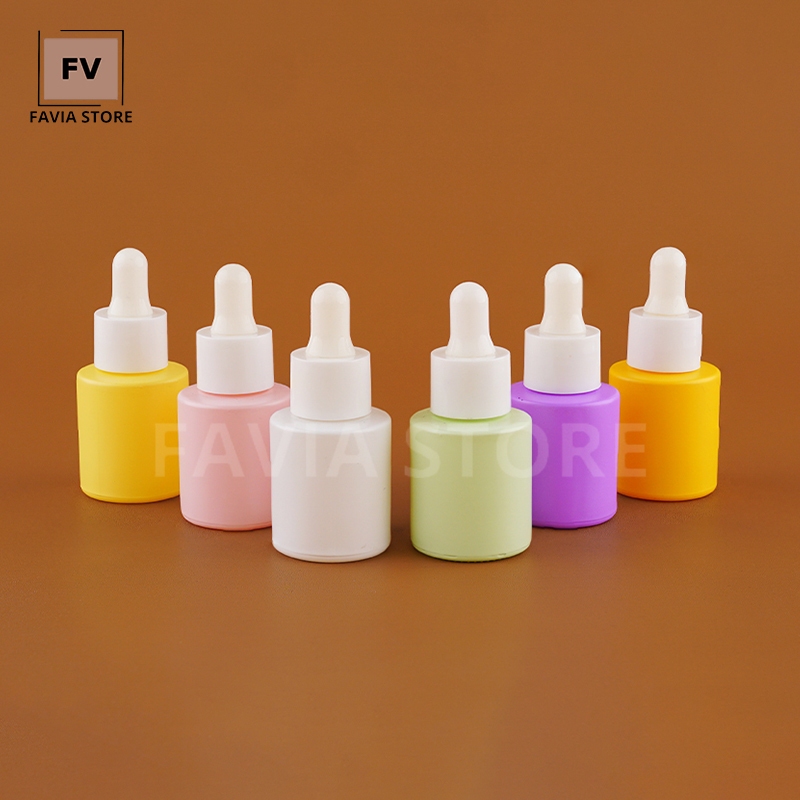 FAVIA - Botol Serum 20ml Kaca Tebal Warna Pastel + Pipet Anti Bocor Harga Grosir