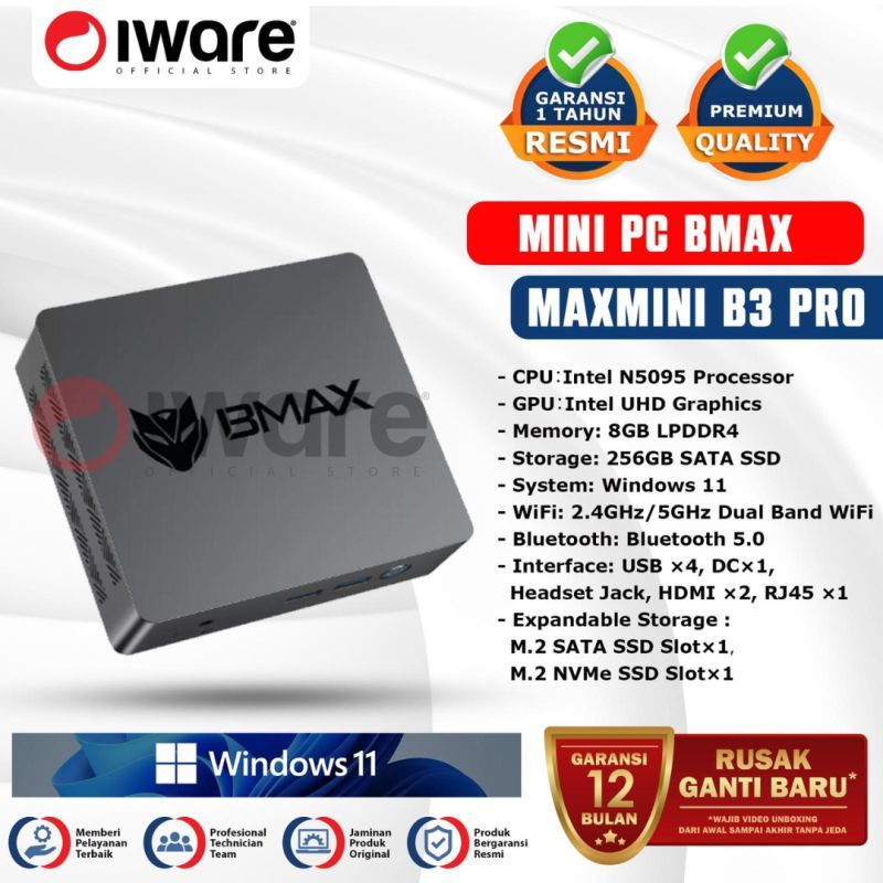 PC Mini IWARE BMAX B3 PRO N5095 8/256 Windows 11PRO