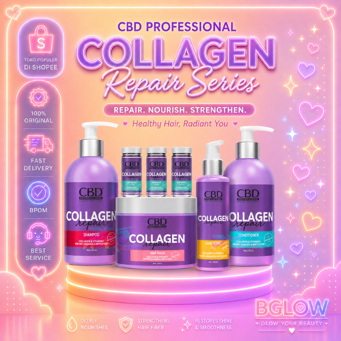 CBD Professional   Collagen Repair SHAMPOO CONDITIONER MASK SERUM LOTION 250ml / untuk rambut kusut 