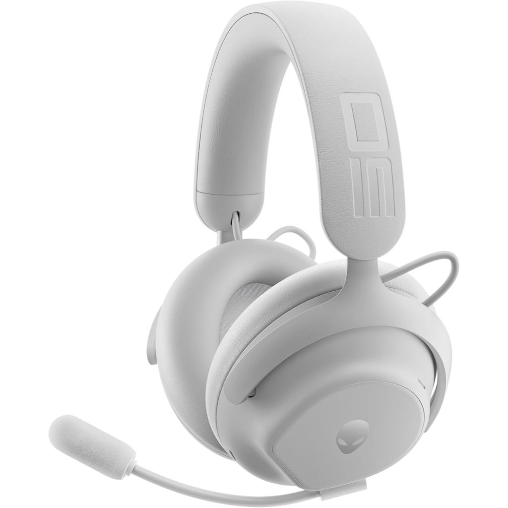 Alienware Pro Wireless Gaming Headset Silver White Graphene Coated 50mm Driver Active Noise Cancelli