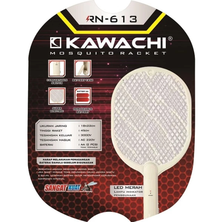 KAWACHI Raket Nyamuk Listrik Baterai Battery AA Mosquito Racket Anti Nyamuk Portable Super Electric 