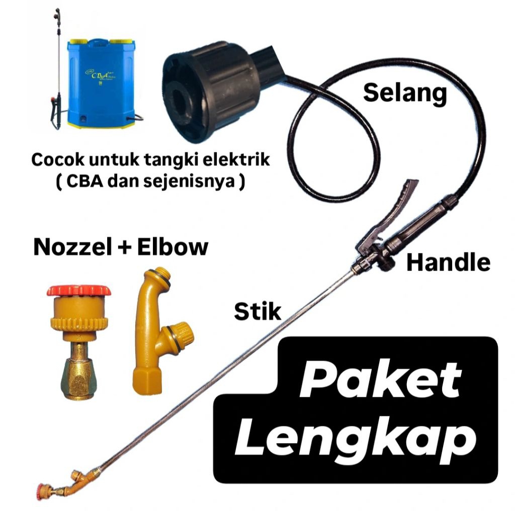 Selang+handle+stik+Elbow+nozle untuk sprayer elektrik cba, tanikaya, dgw.