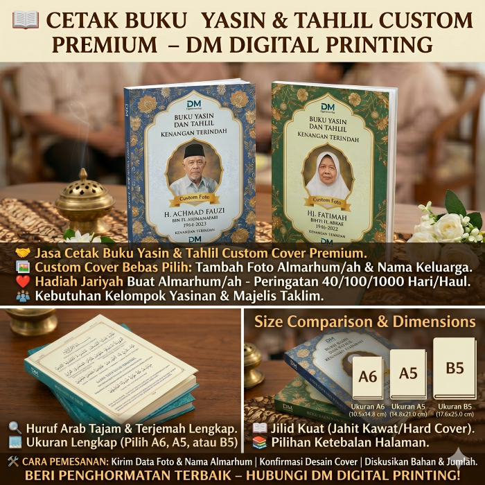Cetak Buku Yasin dan Tahlil Custom Cover Souvenir Tahlilan Haul Kata Kunci: Cetak yasin murah, buku 