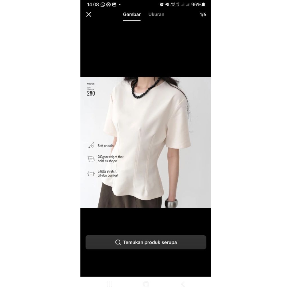 Pl Claryn Lucy Top Cream Long Uk L
