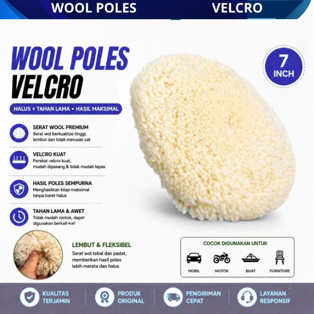 Wool Poles 7 inch Mesin Poles 180mm wool finishing poles wool tempel Velcro Rekat