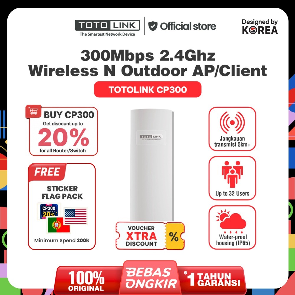 TOTOLINK CP300 - Akses Point Outdoor 2.4GHz 300Mbps