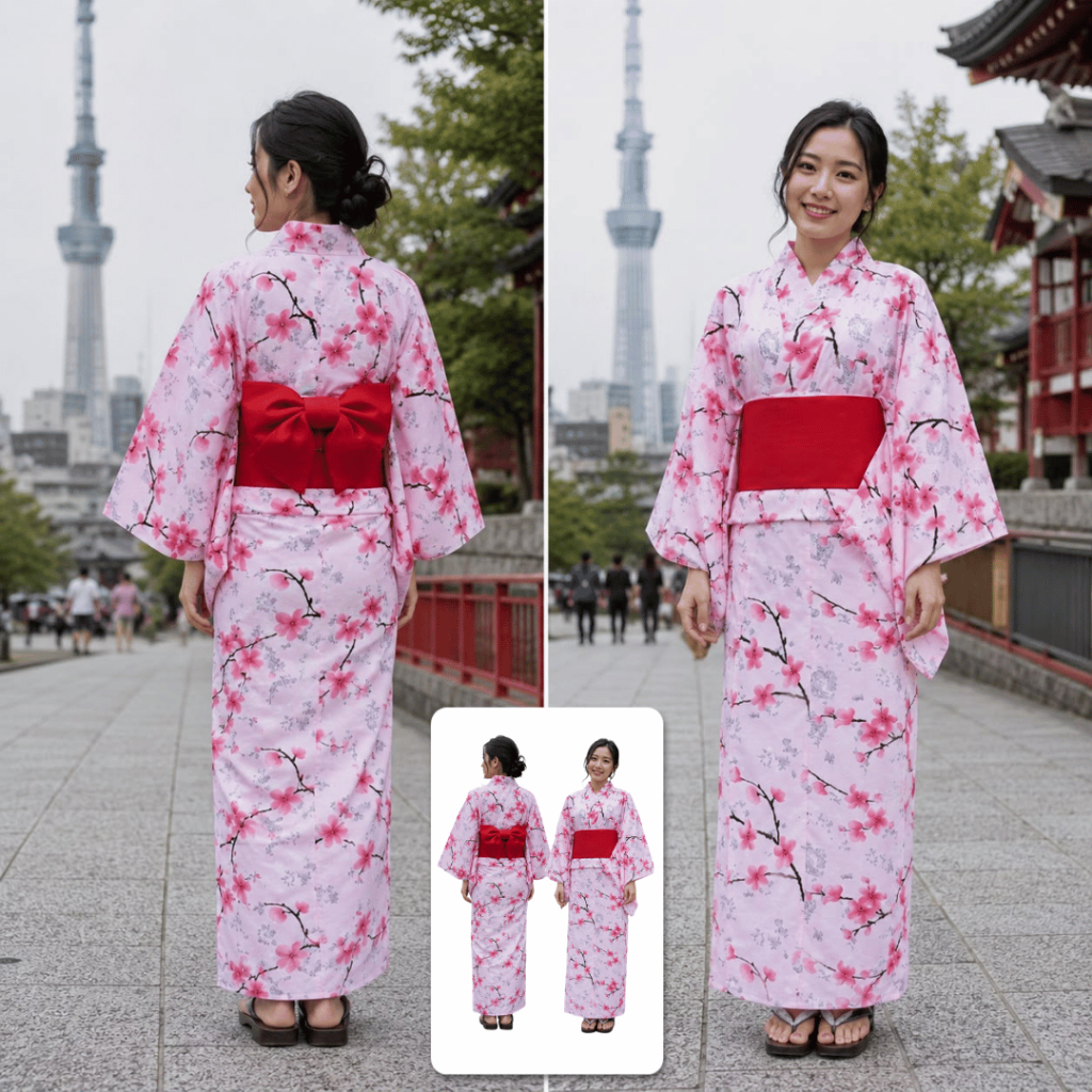 YUKATA WANITA - YUKATA BAJU TRADISIONAL JEPANG - SOUVENIR JEPANG - OLEH OLEH JEPANG