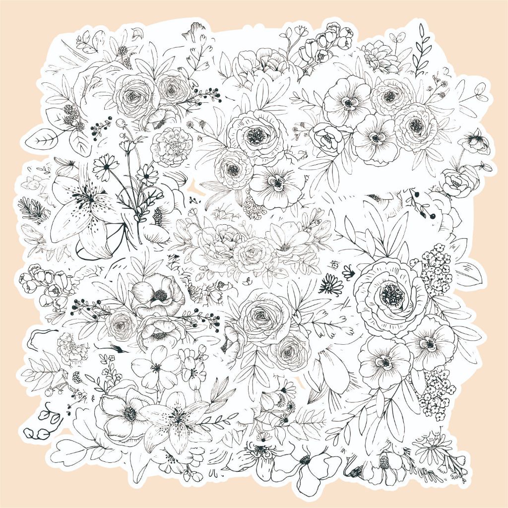 ( 50 pcs ) random stiker murah tema FLOWER-line art