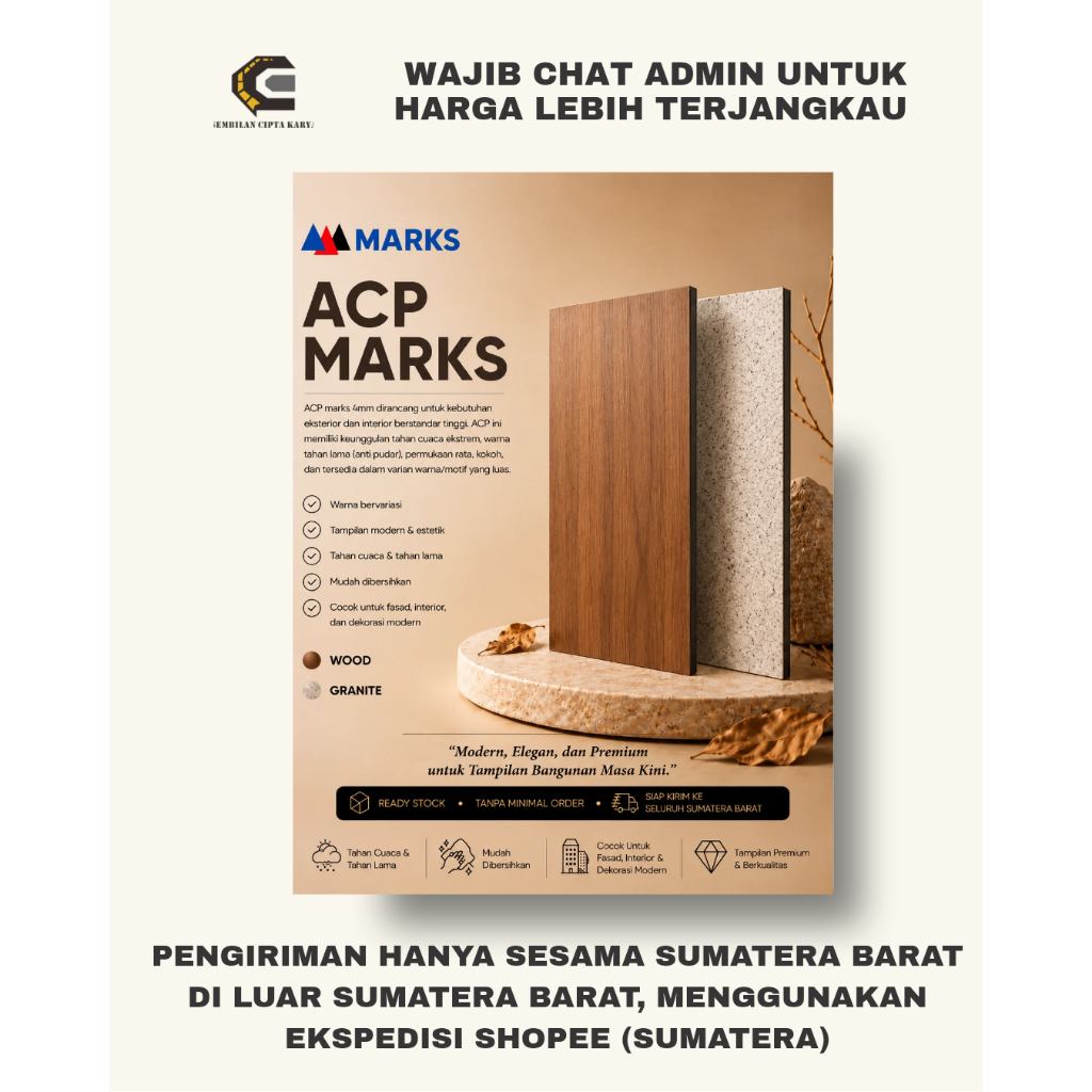(WAJIB CHAT ADMIN) ACP MARKS PVDF 4mm (Wood, Granite)