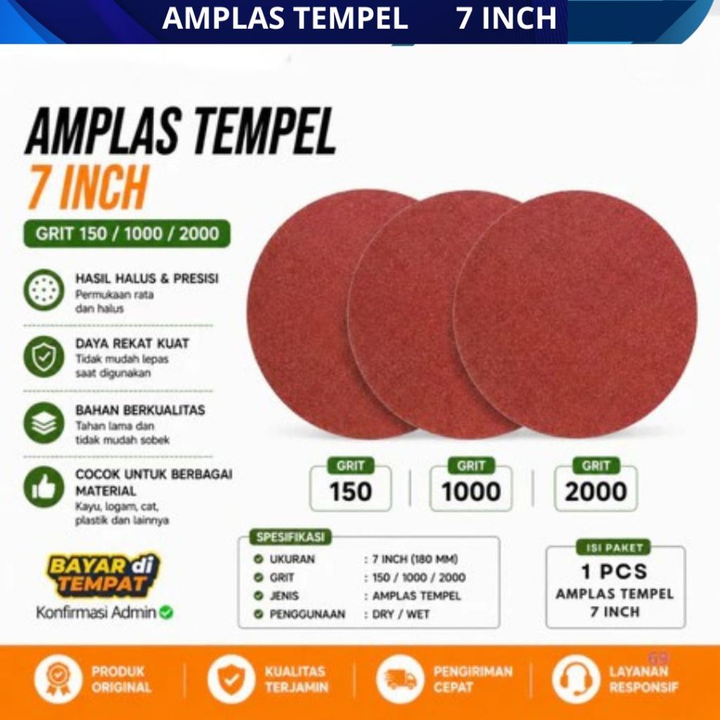 Amplas Mesin Poles - 7 Inch Amplas Tempel 7 Inch Amplas Bulat Poles