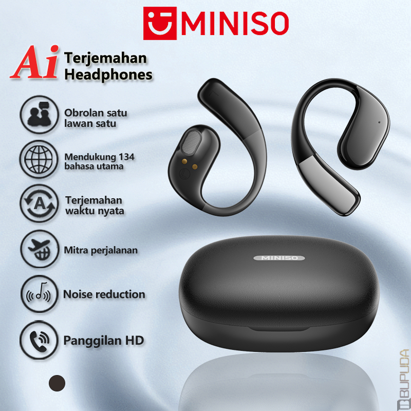 MINISO MS223 Open Ear Wireless Headphone AI Translate 135 Languages 5 Speaker Audio Anti Bocor Suara