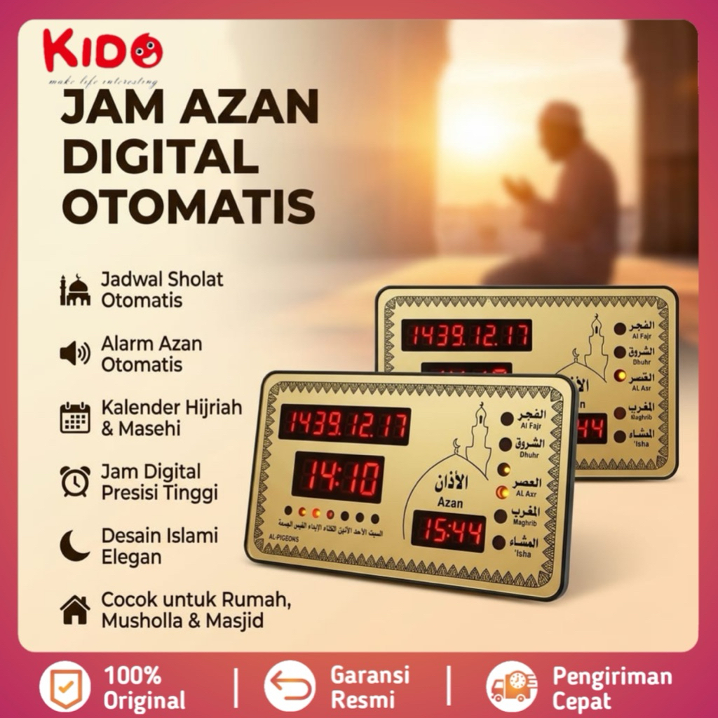 Jam Digital Otomatis Mini Auto Adzan Clock AZ-2012 Jam Dinding/ Jam Meja