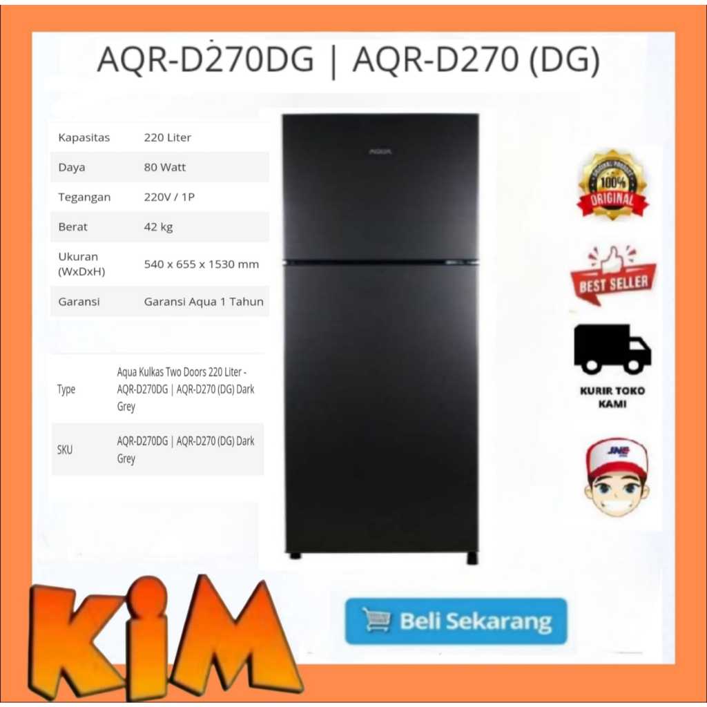 KULKAS AQUA AQR D270 - Lemari Es 2 Pintu D270 - Aqua 270