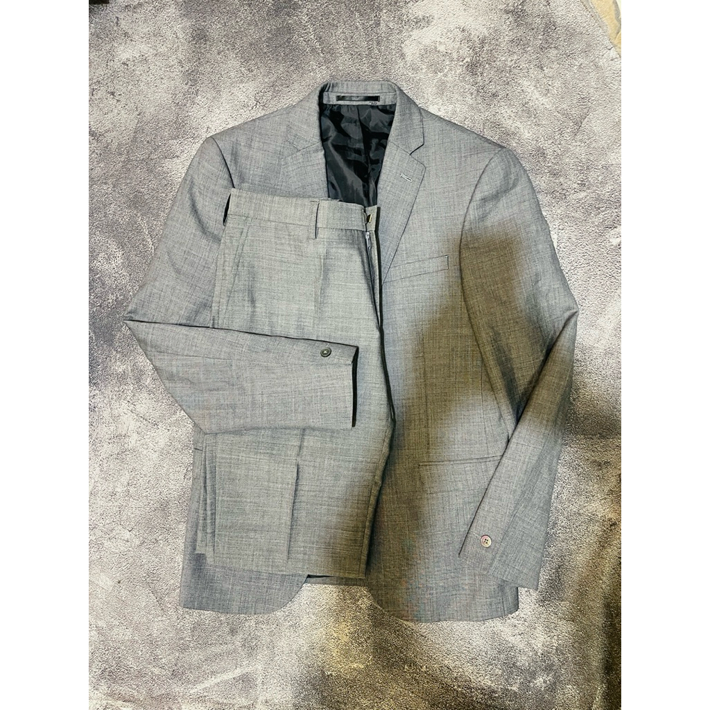 tm lewin suits set stelan jas pria abu m