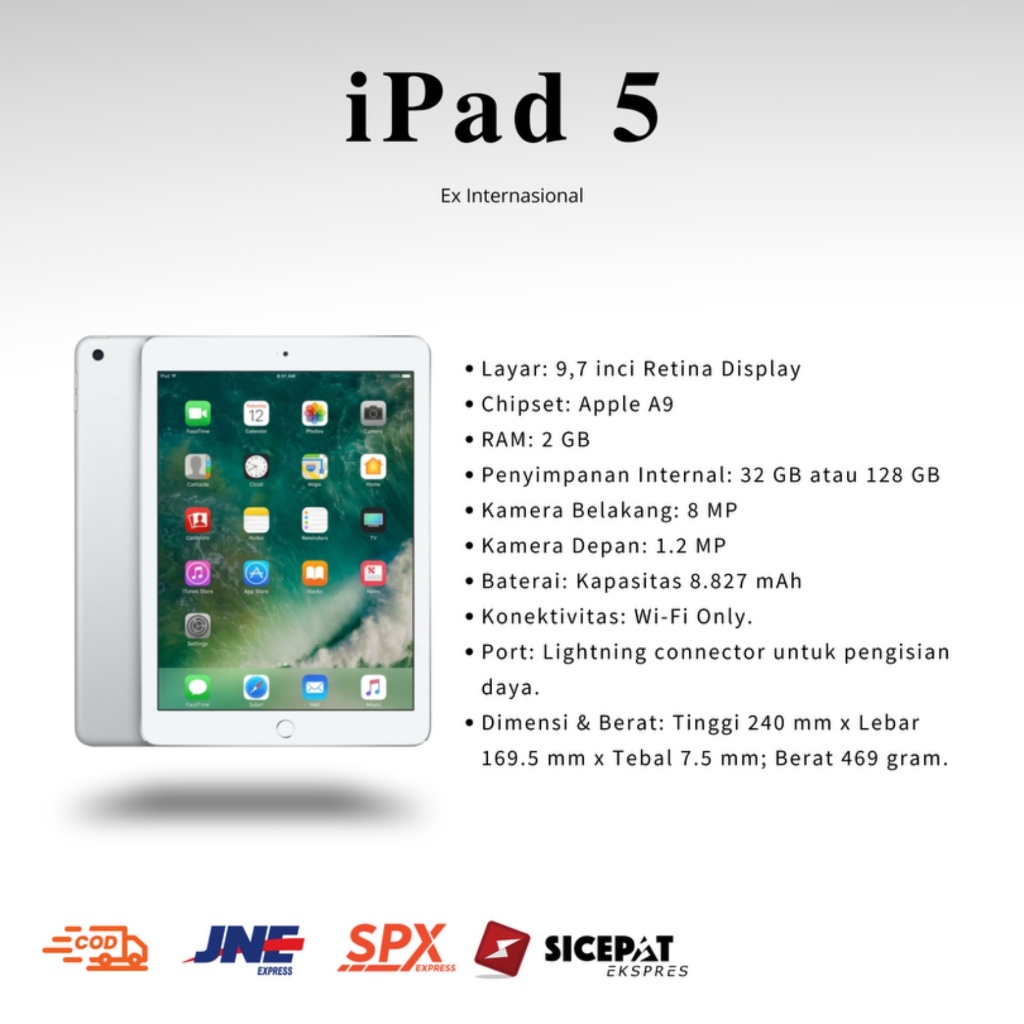 (COD) IPAD 5, 6, 7 SECOND APPLE IPAD GENERASI  WIFI ONLY BERGARANSI  SECOND ORIGINAL INTER