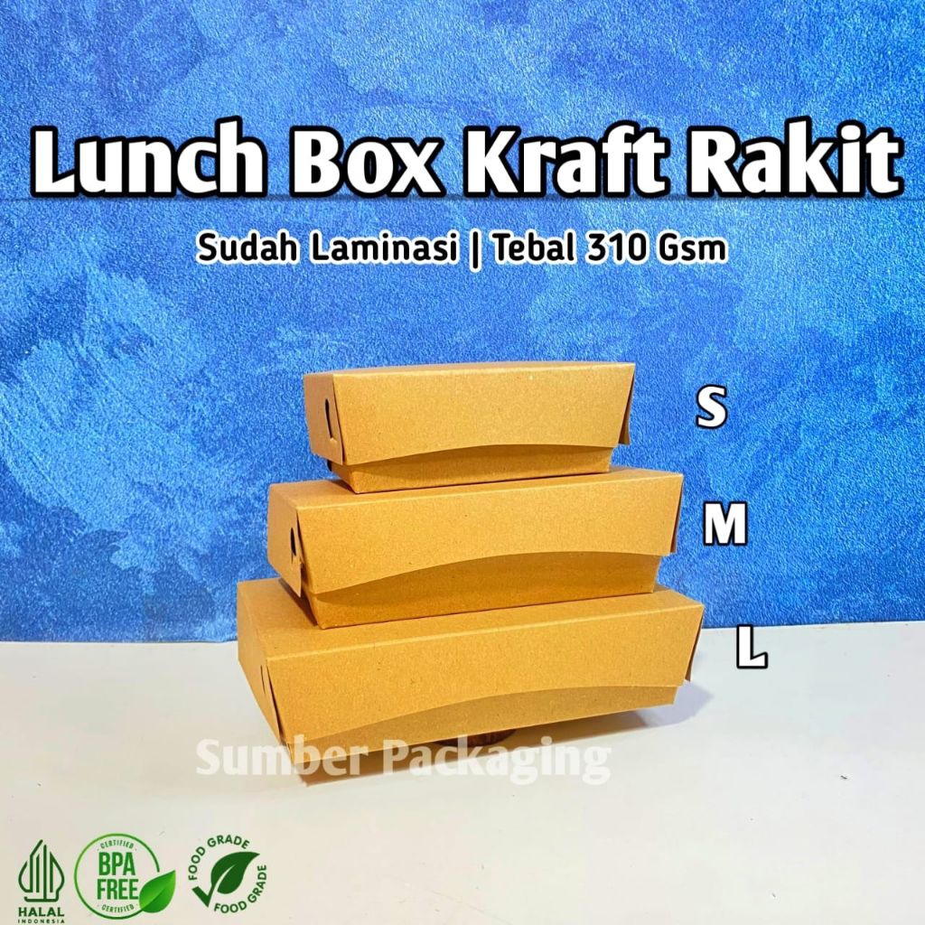 (310 GSM) Paper Lunch Box Kraft Laminasi Tebal Premium | Tempat Makan Paper