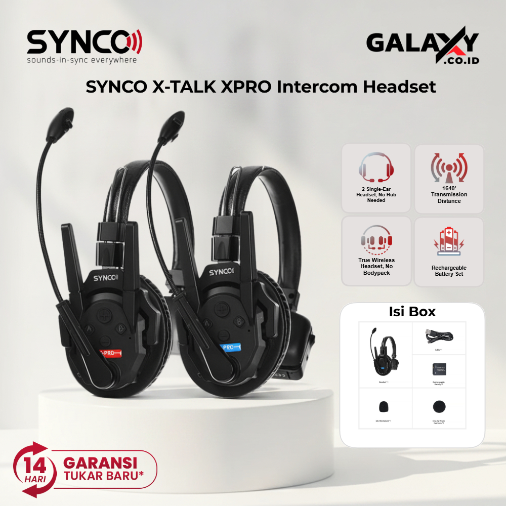 Synco X-Talk XPRO Wireless Intercom System Single Ear Headsets Garansi Resmi
