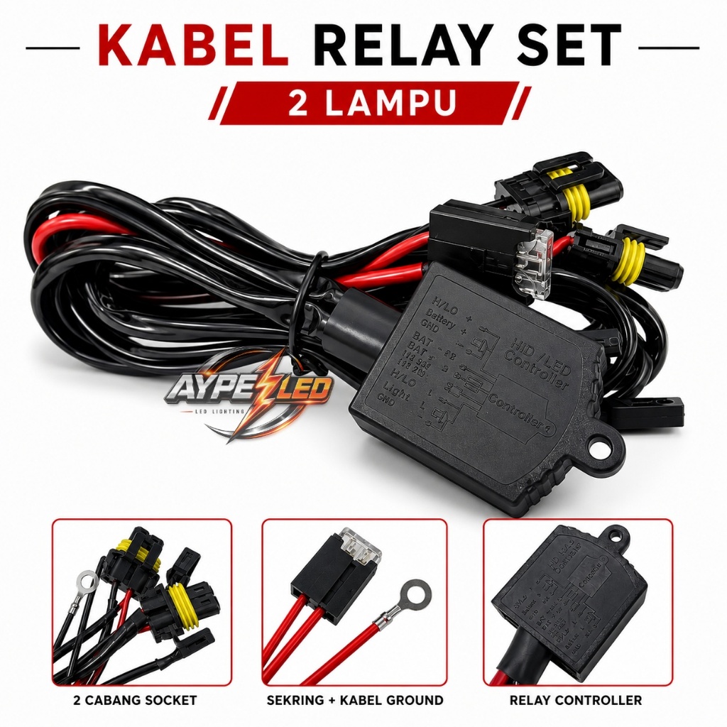 Kabel Relay Set Super H4 2 Lampu Relay Set Biled 2 Biled Universal Pnp