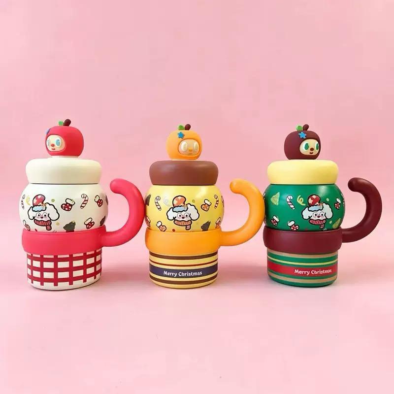 STV Gelas Jar Lucu 600 ml Motif Natal Dengan Karakter Pumpkin Dapat Sedotan Tumbler Mug Tahan Panas 