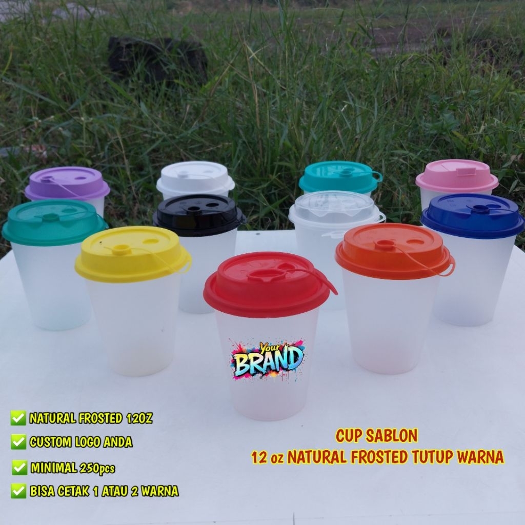Cup sablon injection 12 oz 360ml tutup warna