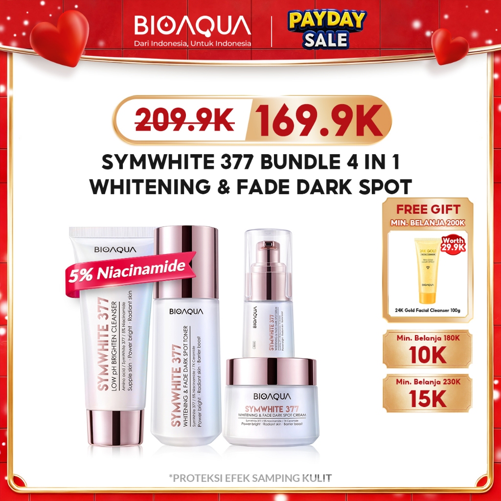 BIOAQUA SymWhite 377 Whitening & Fade Dark Spot Skincare 1 Set Lengkap BPOM Basic Skincare Paket Ski
