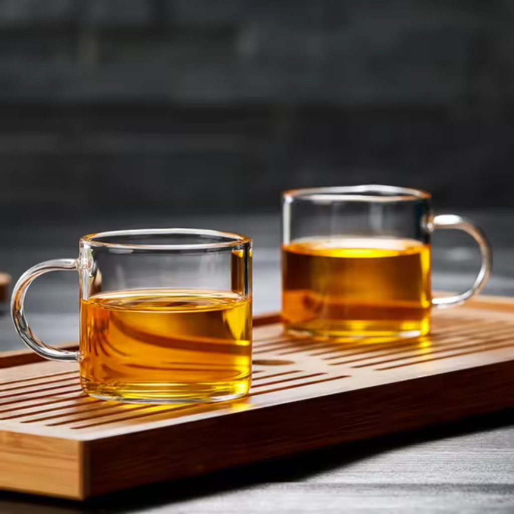 Set Tea Coffee Cup 120ml Isi 6 | Cangkir Kaca Bening Tahan Panas