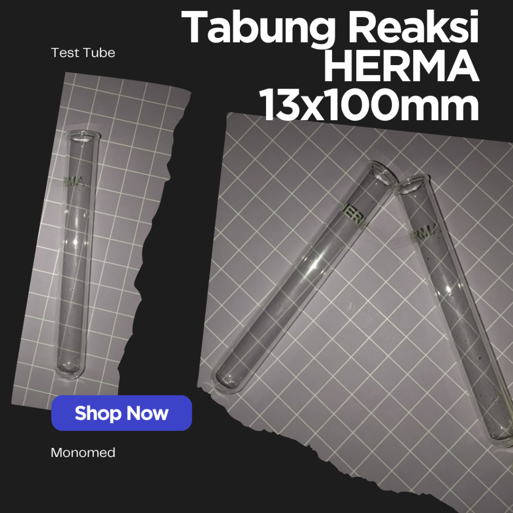 Tabung Reaksi 13x100mm HERMA/Test tube kaca with rim