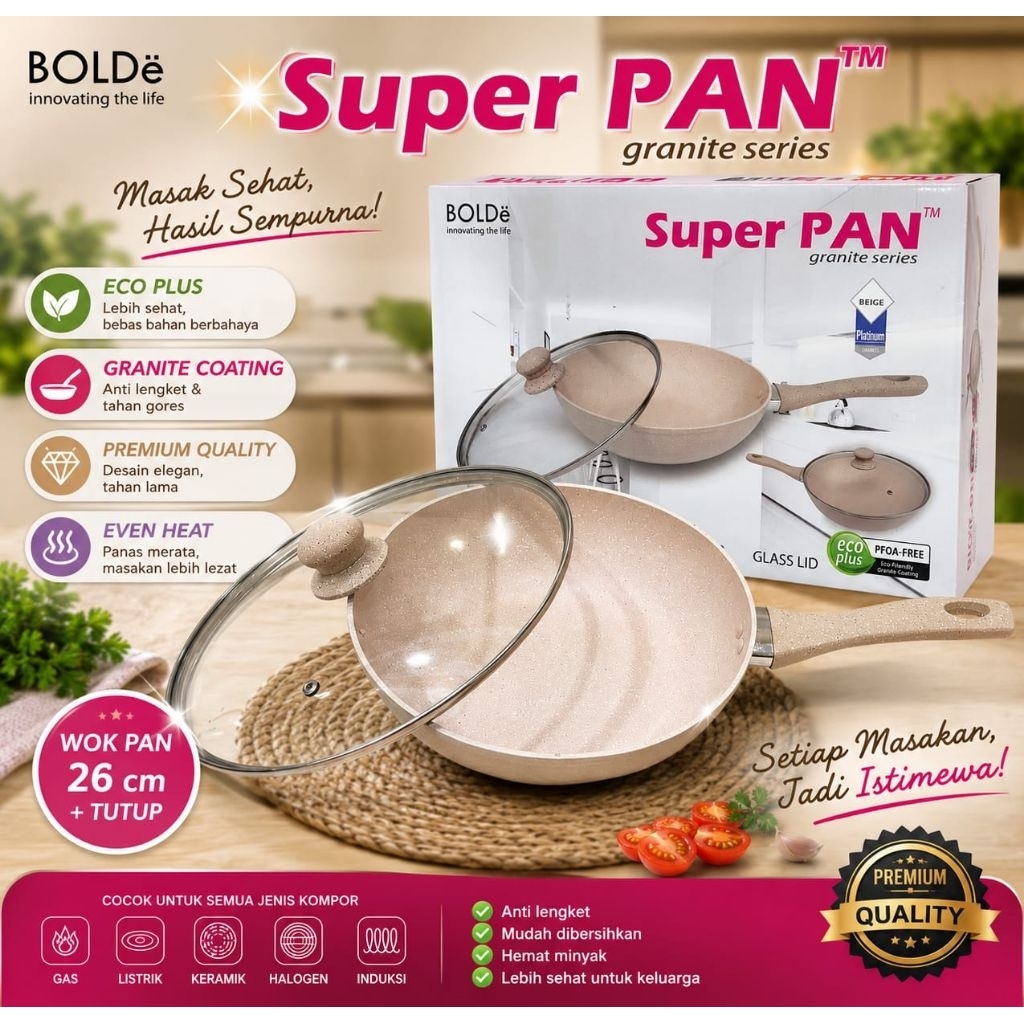 WOK PAN BOLDE+TUTUP UK 26/28/30cm