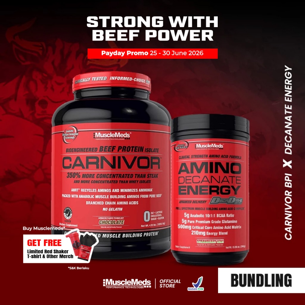 BUNDLING HEMAT | MUSCLEMEDS Carnivor Beef Protein 4 lbs x Amino Decanate Energy 30 Servings Official