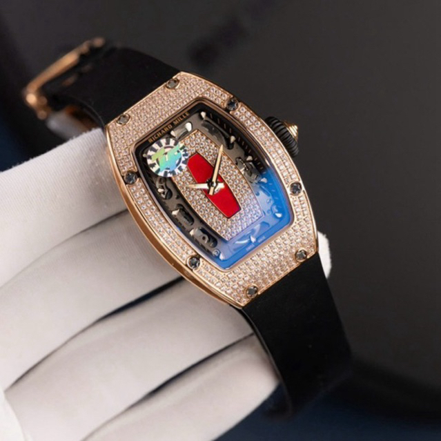 JAM TANGAN WANITA/CEWEK RM07/01 DIAMOND BLACK ROSE CLONE ZF 1:1 AUTOMATIC 31mm #Jamtanganwanita #Jam